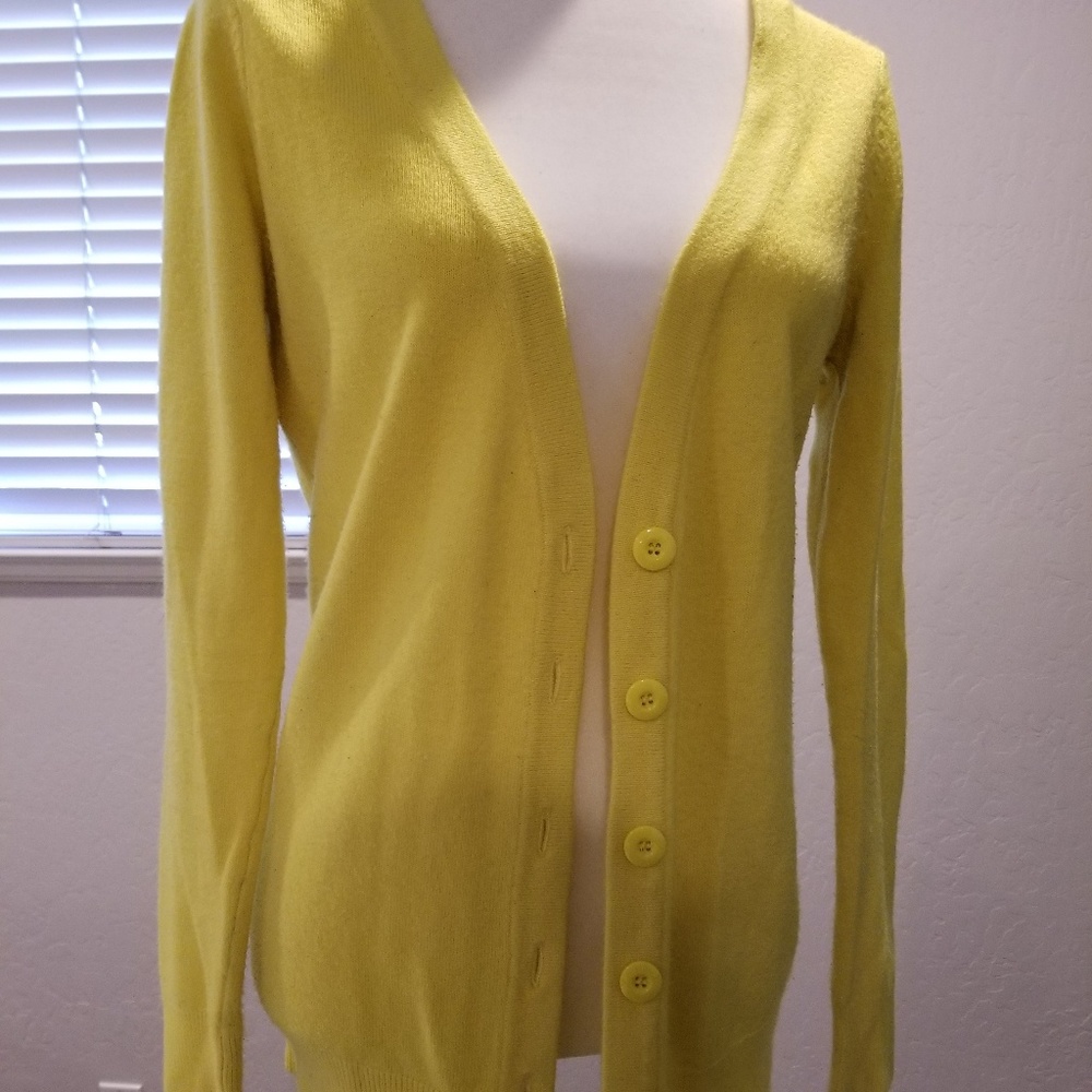 Bright yellow cardigan